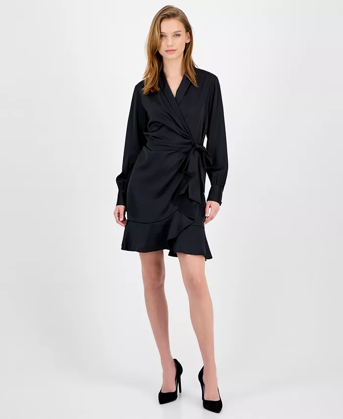 Женское платье-кимоно с атласной отделкой по подолу Anne Klein, черный
Женское платье-кимоно с атласной отделкой по подолу Anne Klein, черный