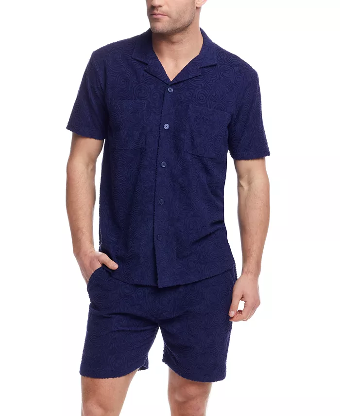 Мужская короткая рукавная рубашка с жаккардовым рисунком спереди на пуговицах из махровой ткани Weatherproof Vintage, синий
Мужская короткая рукавная рубашка с жаккардовым рисунком спереди на пуговицах из махровой ткани Weatherproof Vintage, синий