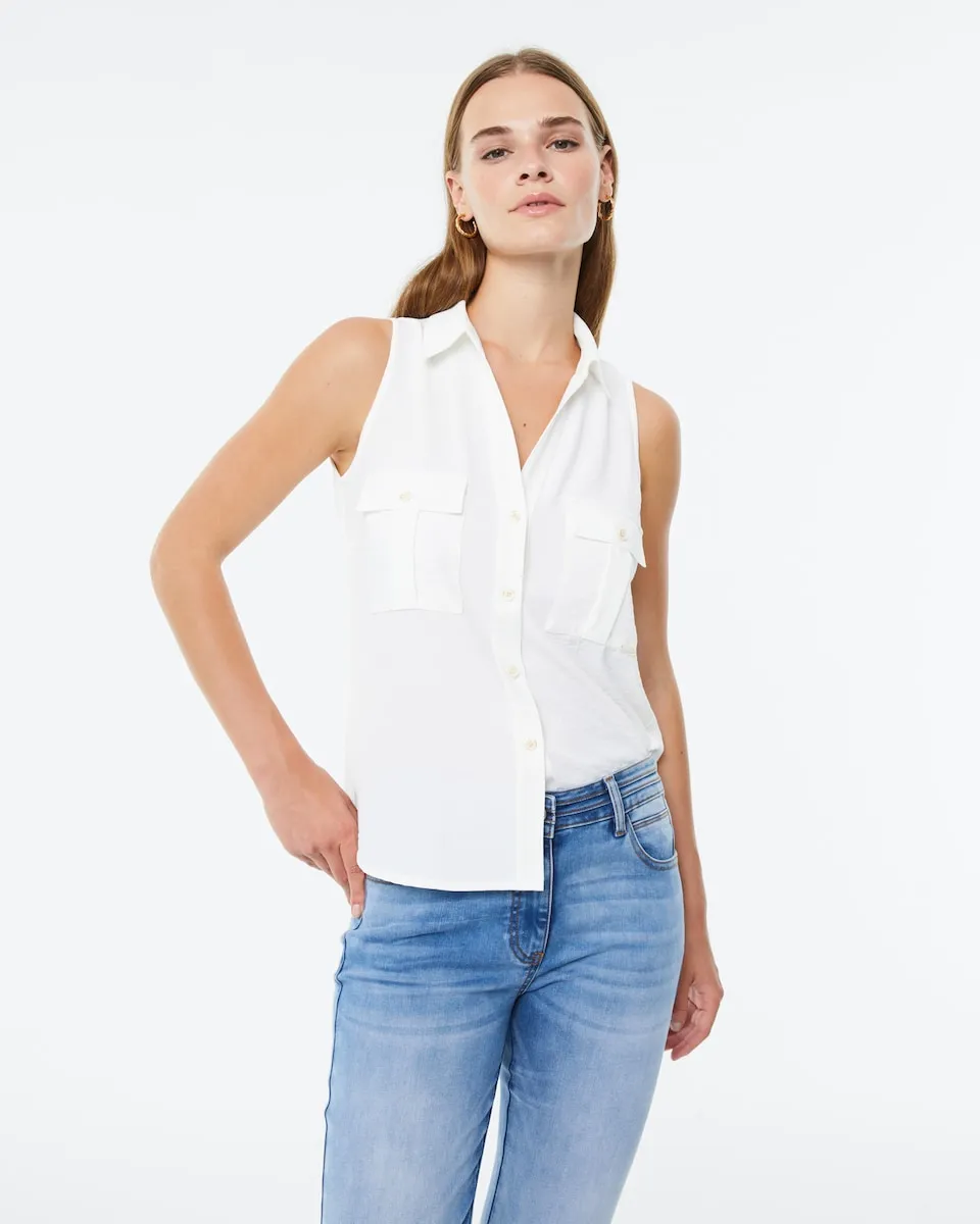 Женская струящаяся рубашка без рукавов с карманами Paz Torras, белый
Женская струящаяся рубашка без рукавов с карманами Paz Torras, белый