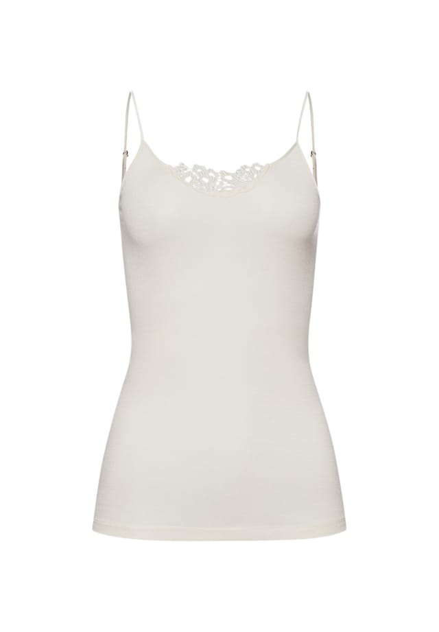 Топ спагетти из шерсти и шелка Hanro, цвет cygne 
Топ спагетти из шерсти и шелка Hanro, цвет cygne