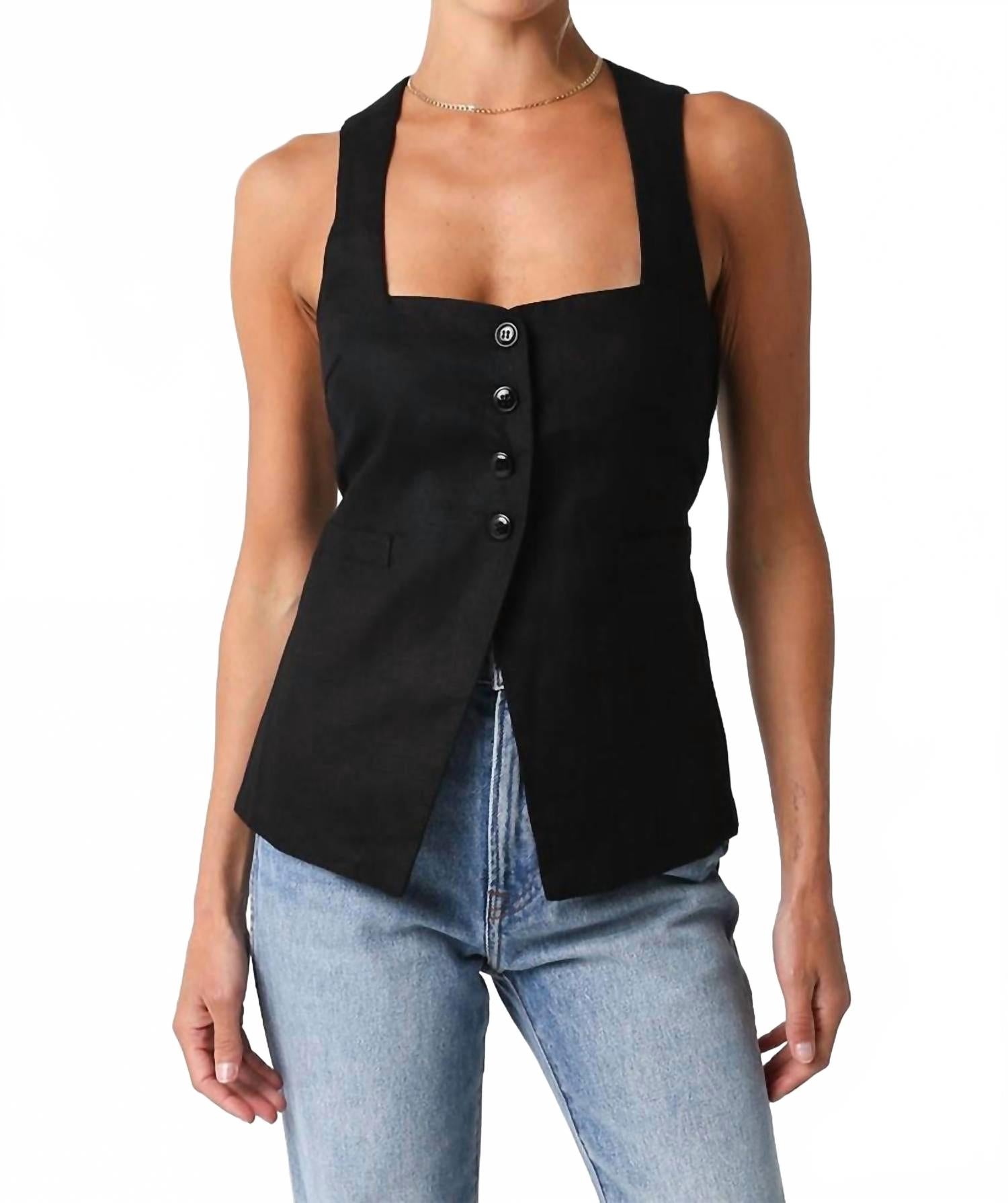 Жилет Deja Linen в черном цвете Mint
Жилет Deja Linen в черном цвете Mint