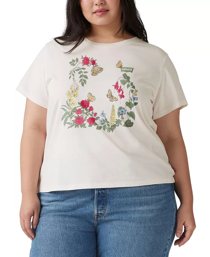 Футболка с логотипом Perfect Rose Garden большого размера Levi's, белый 
Футболка с логотипом Perfect Rose Garden большого размера Levi's, белый