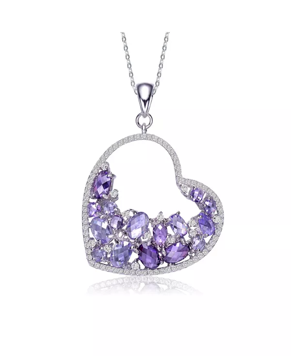 Колье в форме открытого сердца из стерлингового серебра с покрытием из белого золота, фиолетового овала с прозрачными круглыми кубическими цирконами Genevive, purple
Колье в форме открытого сердца из стерлингового серебра с покрытием из белого золота, фиолетового овала с прозрачными круглыми кубическими цирконами Genevive, purple