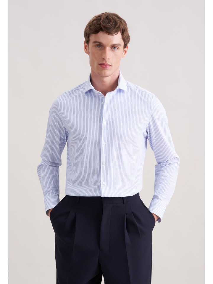 Seidensticker Облегающая спортивная рубашка среднего синего цвета
Seidensticker Облегающая спортивная рубашка среднего синего цвета