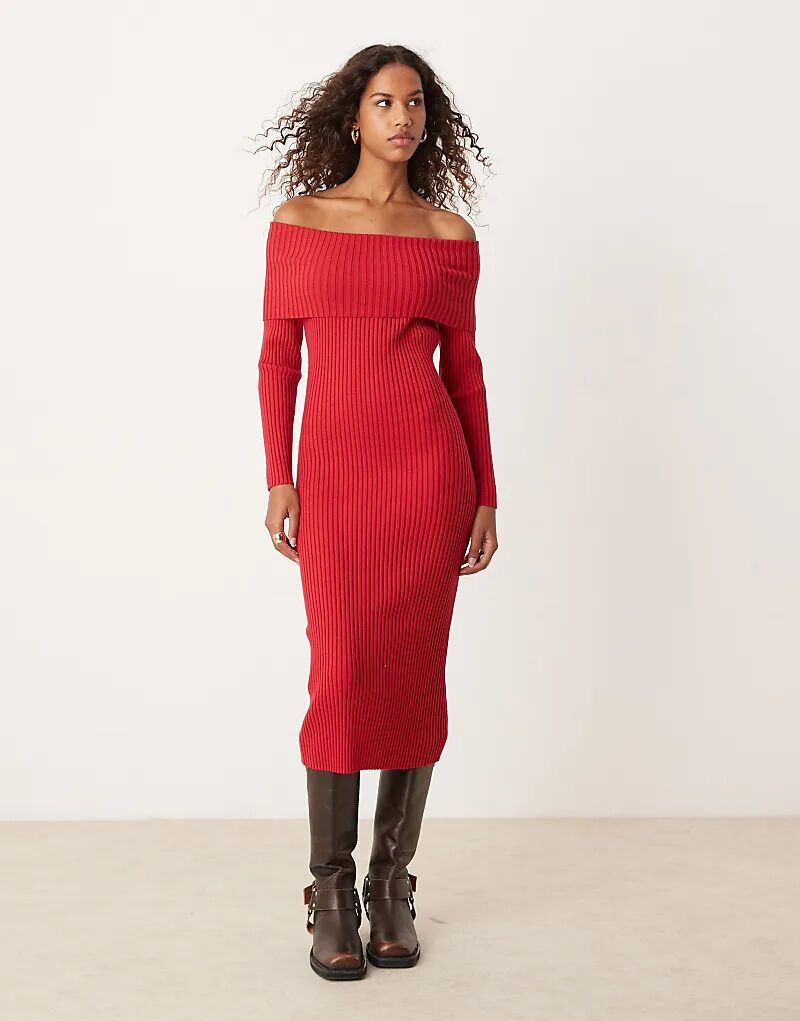 Облегающее макси-трикотажное платье с открытыми плечами красного цвета Glamorous
Облегающее макси-трикотажное платье с открытыми плечами красного цвета Glamorous