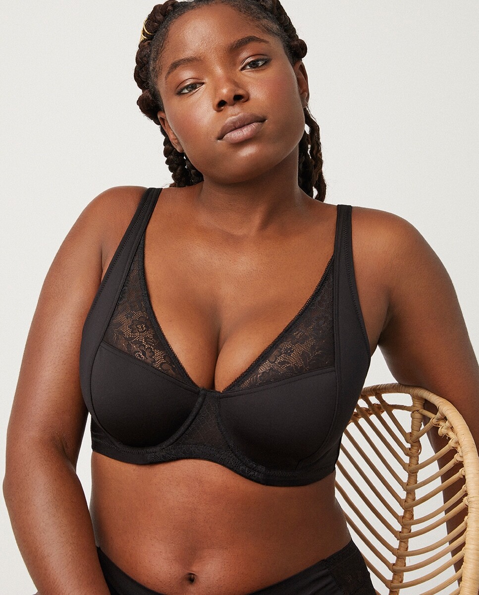 Бюстгальтер без подкладок на косточках с широкими бретелями. Ysabel Mora, черный 
Бюстгальтер без подкладок на косточках с широкими бретелями. Ysabel Mora, черный