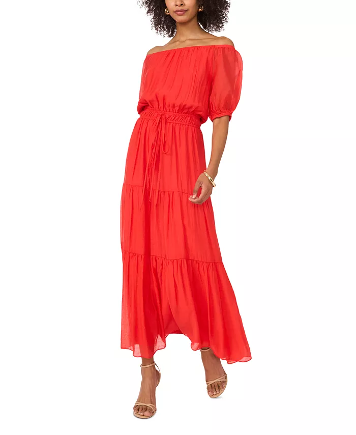 Женское платье макси с открытыми плечами и ярусами Vince Camuto, красный
Женское платье макси с открытыми плечами и ярусами Vince Camuto, красный