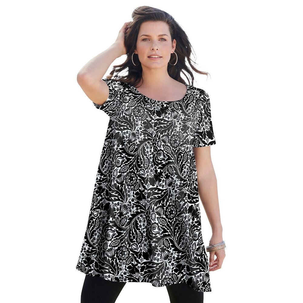 Женская распашная туника больших размеров Roaman's Ultimate с круглым вырезом, цвет Black White Floral
Женская распашная туника больших размеров Roaman's Ultimate с круглым вырезом, цвет Black White Floral