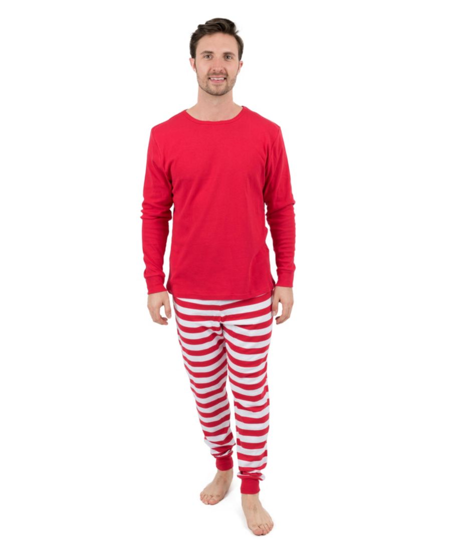 Мужская хлопковая полосатая пижама из двух частей для отдыха Leveret, Solid red top & striped pant
Мужская хлопковая полосатая пижама из двух частей для отдыха Leveret, Solid red top & striped pant