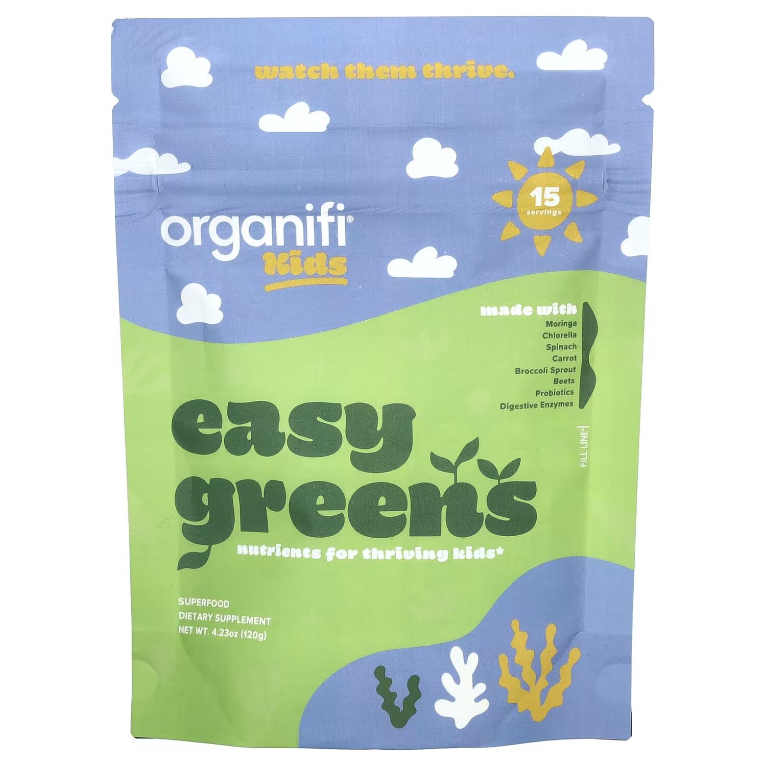Kids, Easy Greens, 4,23 унции (120 г) Organifi
Kids, Easy Greens, 4,23 унции (120 г) Organifi