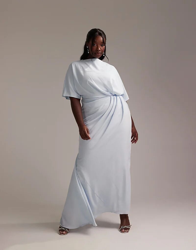 Платье макси подружки невесты из крепа с вырезом-лодочкой и рукавами-футболками, с минимальной драпировкой, светло-голубого цвета ASOS
Платье макси подружки невесты из крепа с вырезом-лодочкой и рукавами-футболками, с минимальной драпировкой, светло-голубого цвета ASOS