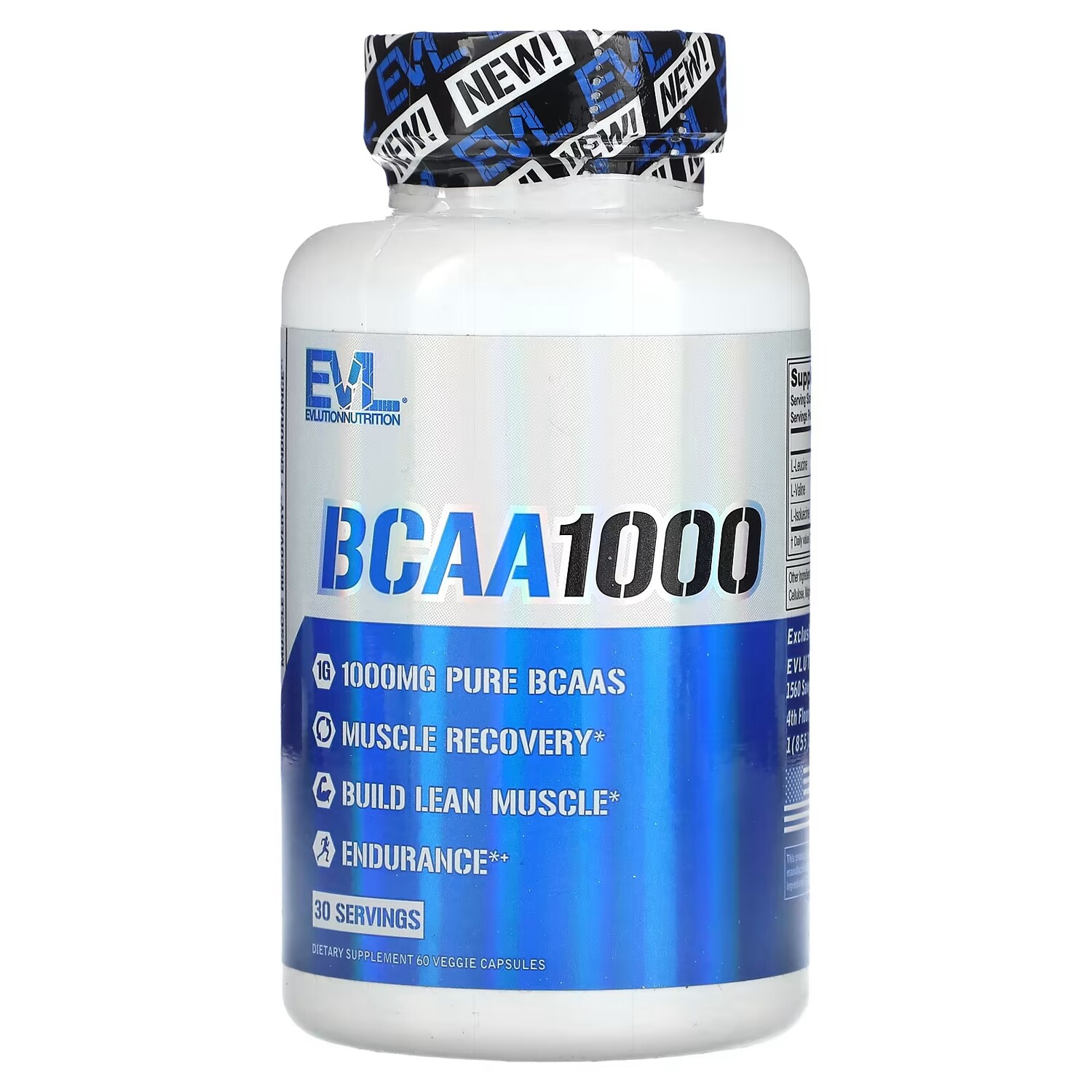 EVLution Nutrition BCAA1000, 60 капсул
EVLution Nutrition BCAA1000, 60 капсул