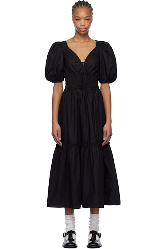 Черное хлопковое поплиновое длинное платье-макси GANNI
Черное хлопковое поплиновое длинное платье-макси GANNI