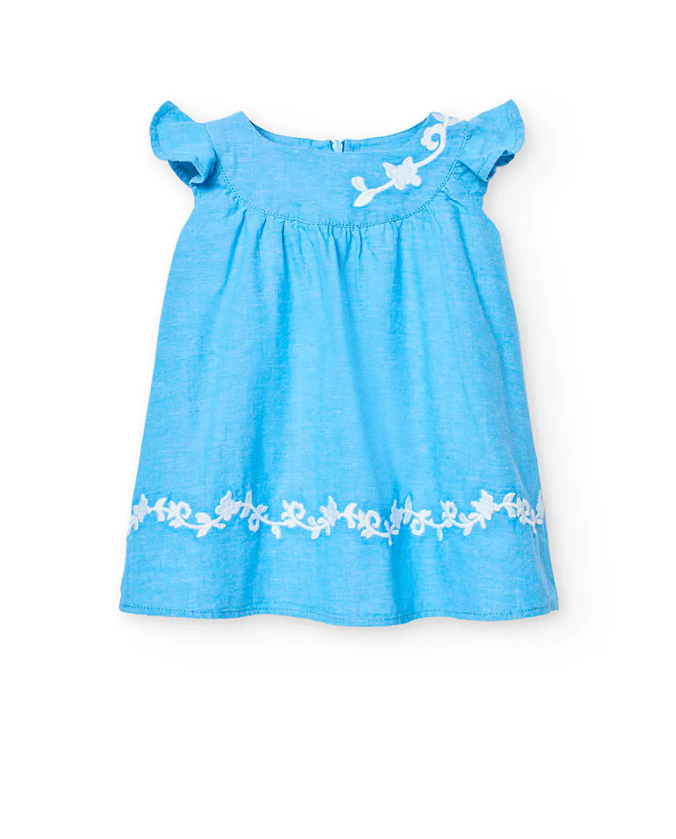 Платье для девочки с вышитыми деталями и потайной молнией сзади Boboli, голубой
Платье для девочки с вышитыми деталями и потайной молнией сзади Boboli, голубой