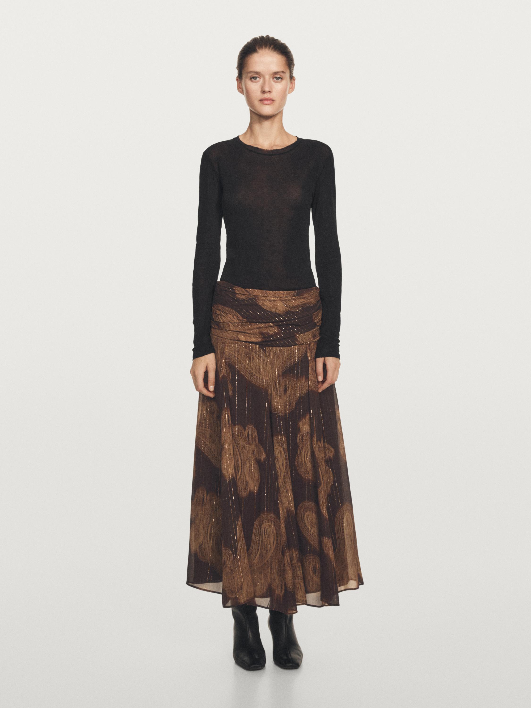 Юбка миди с струящимся принтом пейсли Massimo Dutti, коричневый
Юбка миди с струящимся принтом пейсли Massimo Dutti, коричневый