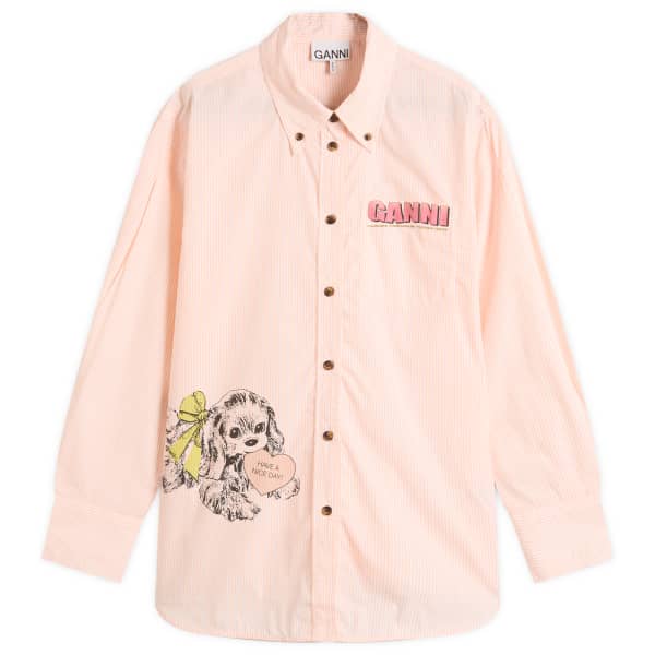 Рубашка свободного кроя из хлопка в полоску Ganni, Peach Parfait
Рубашка свободного кроя из хлопка в полоску Ganni, Peach Parfait