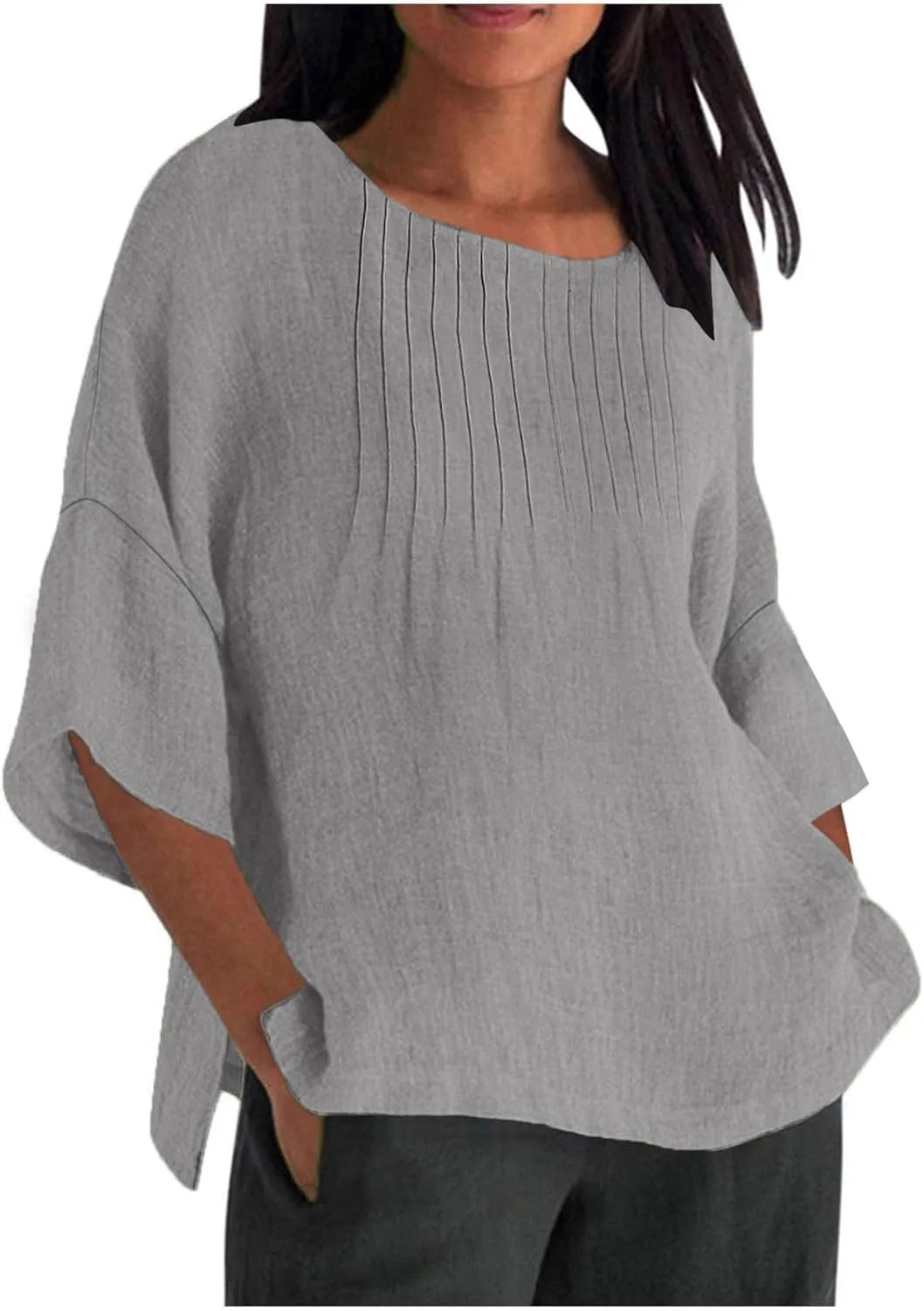 Женская блузка с 3/4 рукавом и круглым вырезом AKTCVVJ
Женская блузка с 3/4 рукавом и круглым вырезом AKTCVVJ