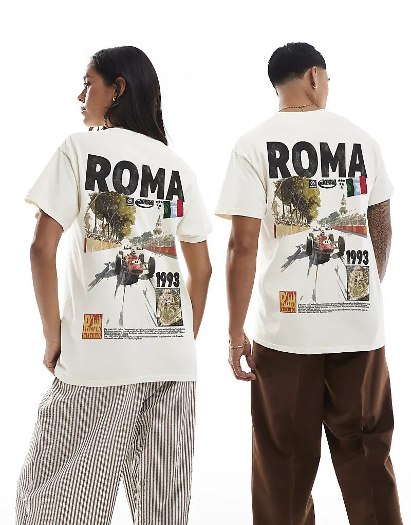 Футболка с принтом «Рома» спереди и сзади, стираная, в цвете экрю PRNT 
Футболка с принтом «Рома» спереди и сзади, стираная, в цвете экрю PRNT