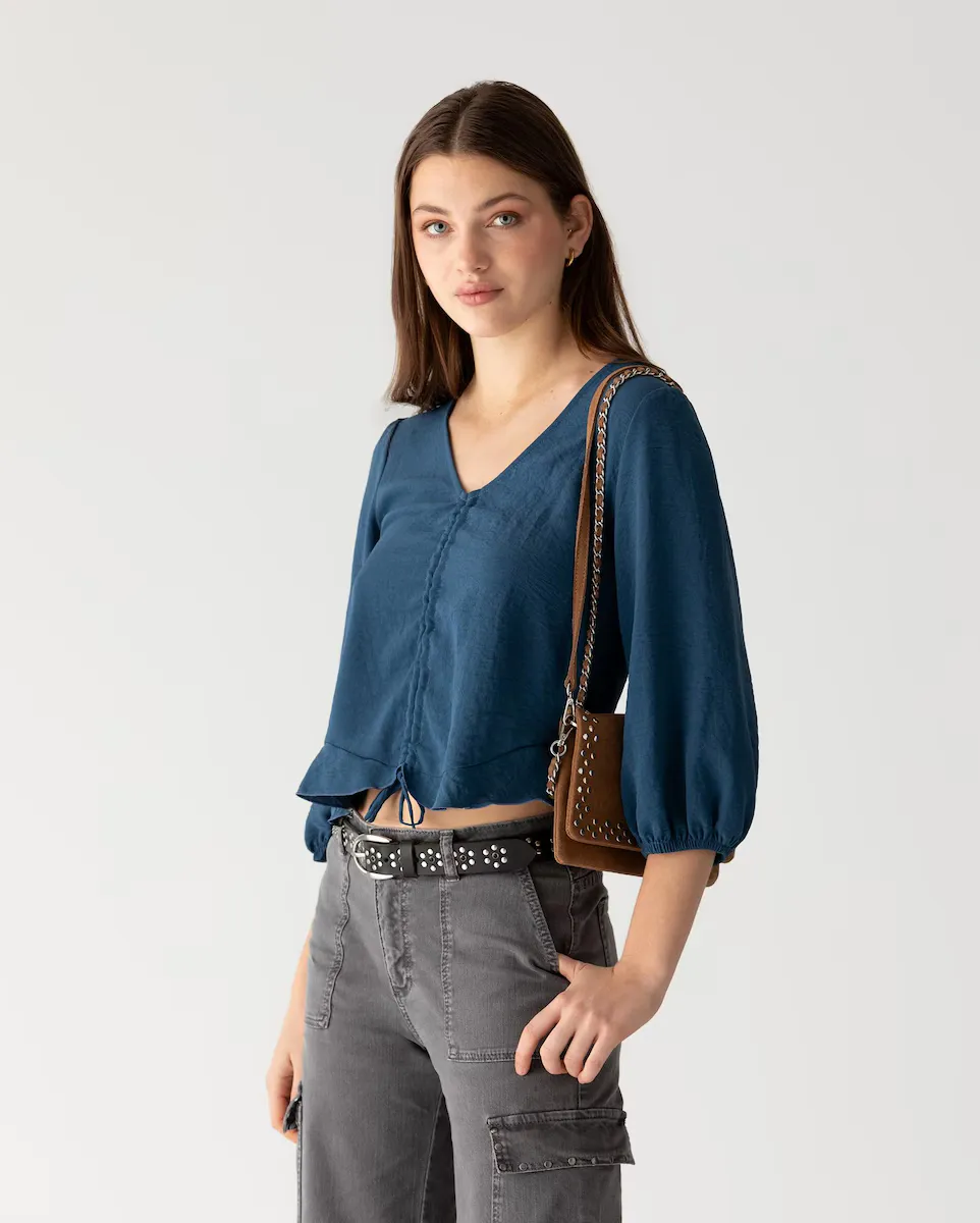 Женская блузка с V-образным вырезом и рукавом реглан Noon, синий
Женская блузка с V-образным вырезом и рукавом реглан Noon, синий