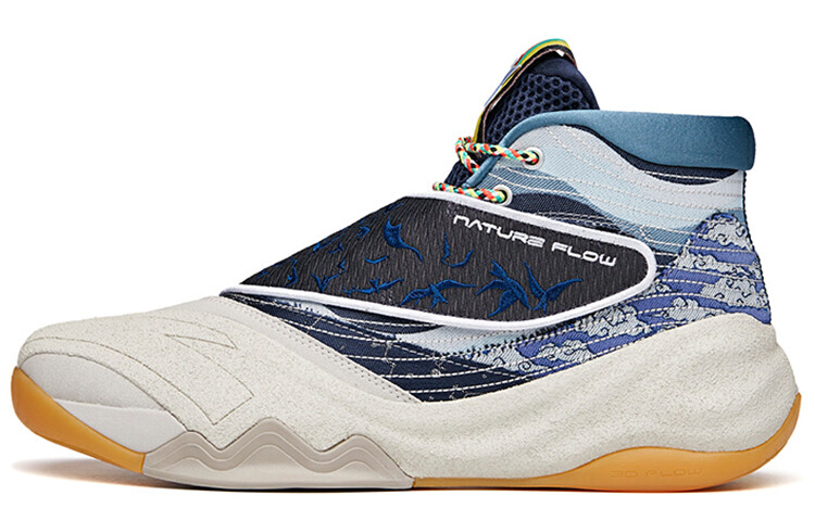 Баскетбольные кроссовки KT6 мужские, среднего размера, серые / чернильно-синие / глянцево-синие Anta