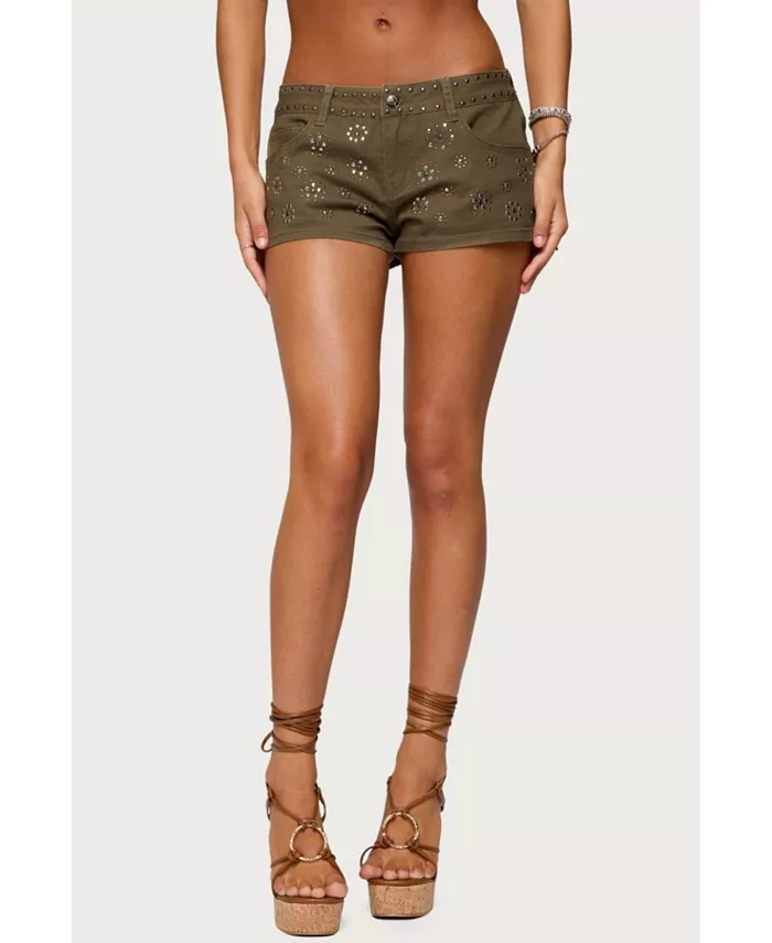 Женские микрошорты Eartha с заклепками Edikted, зеленый
Женские микрошорты Eartha с заклепками Edikted, зеленый