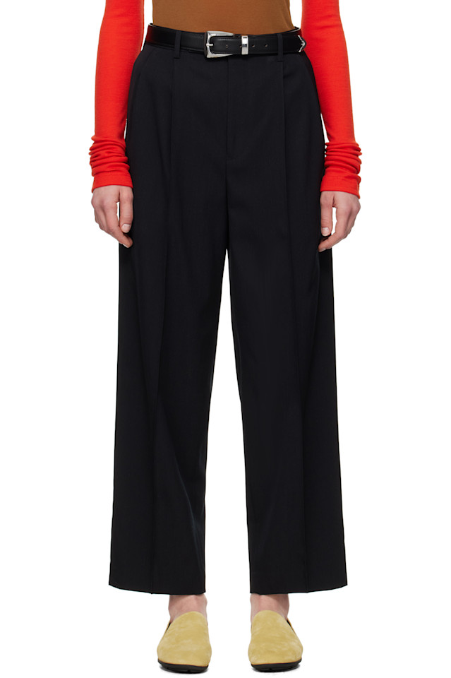 Легкие шерстяные брюки макси габардин Auralee, черный 
Легкие шерстяные брюки макси габардин Auralee, черный