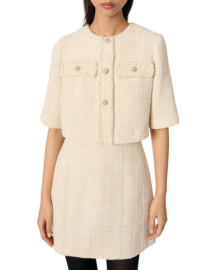 Короткое платье из твида 2-в-1 Maje, слоновая кость/кремовый
Короткое платье из твида 2-в-1 Maje, слоновая кость/кремовый
