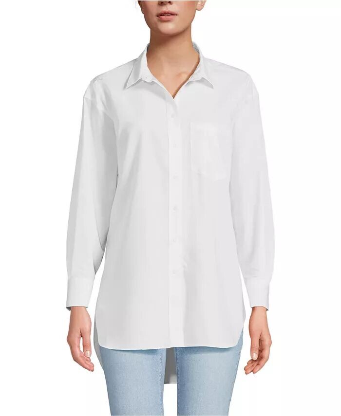 Женская удлиненная туника из нескользящего поплина Lands' End, белый
Женская удлиненная туника из нескользящего поплина Lands' End, белый