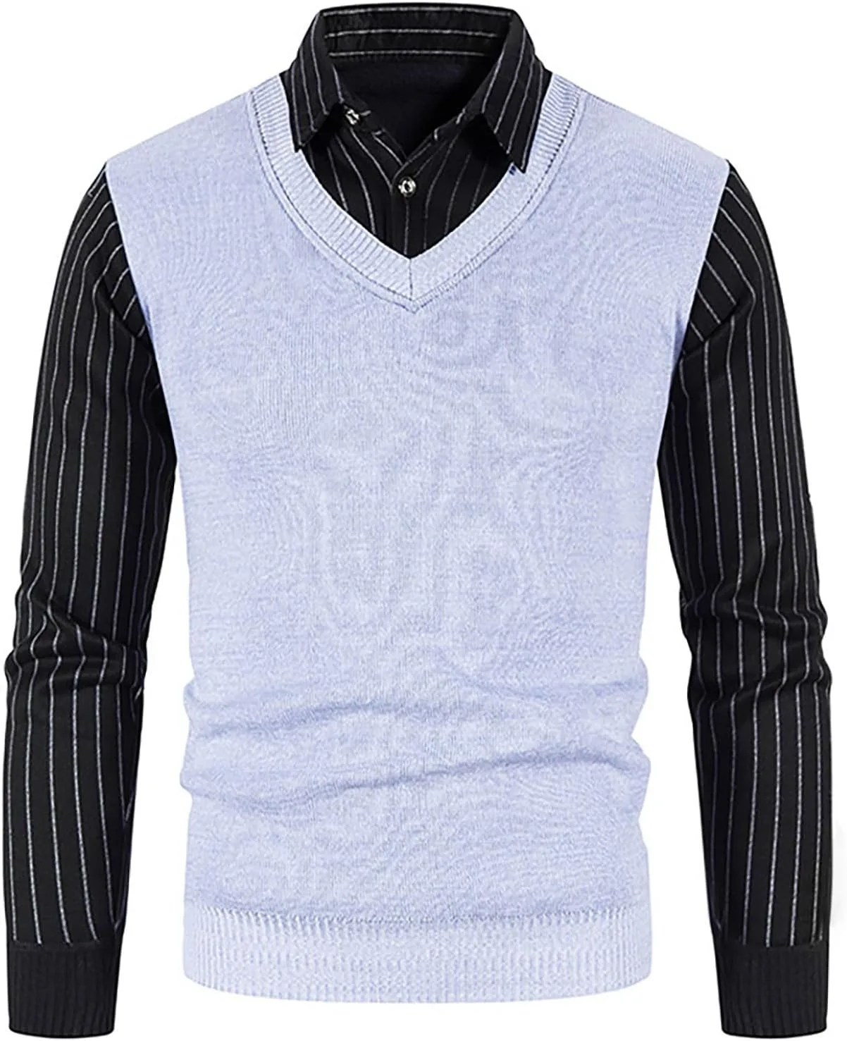 Мужская фальшивая двойка: рубашка и жилет в полоску, V-образный вырез ZYXTIM
Мужская фальшивая двойка: рубашка и жилет в полоску, V-образный вырез ZYXTIM