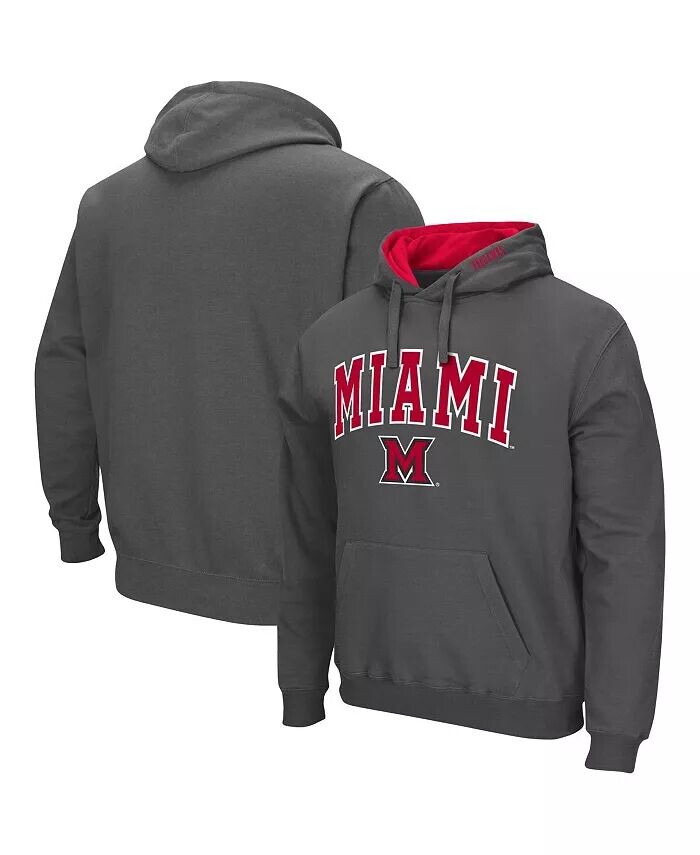 Мужской темно-серый пуловер с капюшоном Miami University Redhawks Arch и Logo Colosseum, белый
Мужской темно-серый пуловер с капюшоном Miami University Redhawks Arch и Logo Colosseum, белый