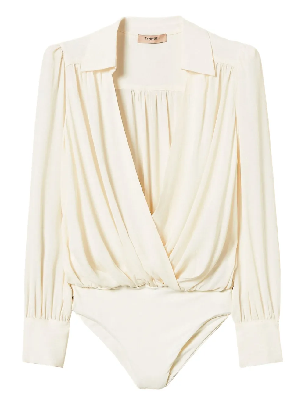 Блузка с запахом и сборками TWINSET, белый 
Блузка с запахом и сборками TWINSET, белый