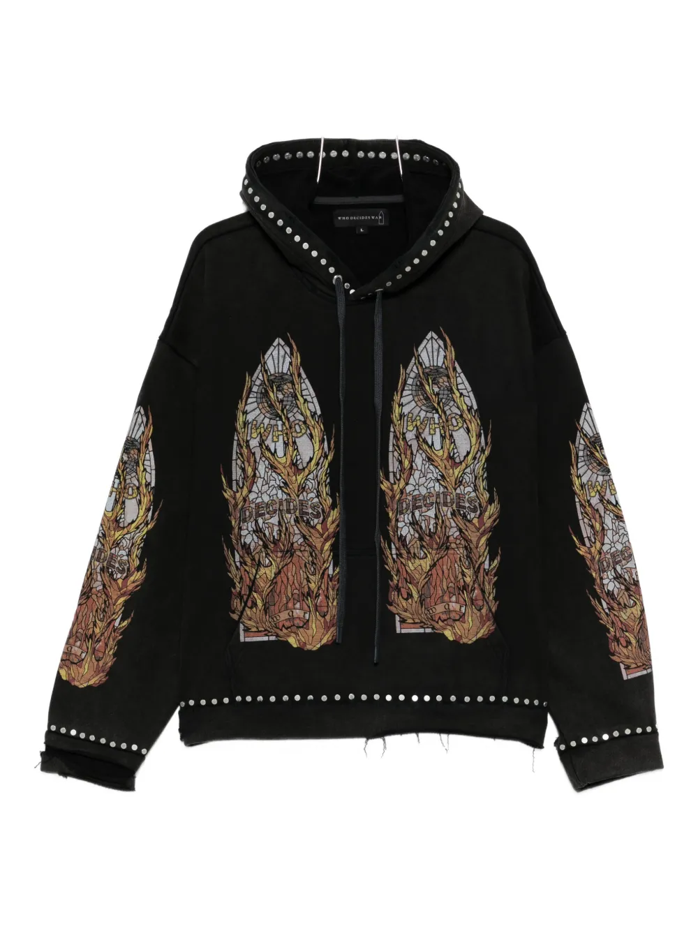 Худи с графическим принтом и заклепками Who Decides War, черный
Худи с графическим принтом и заклепками Who Decides War, черный