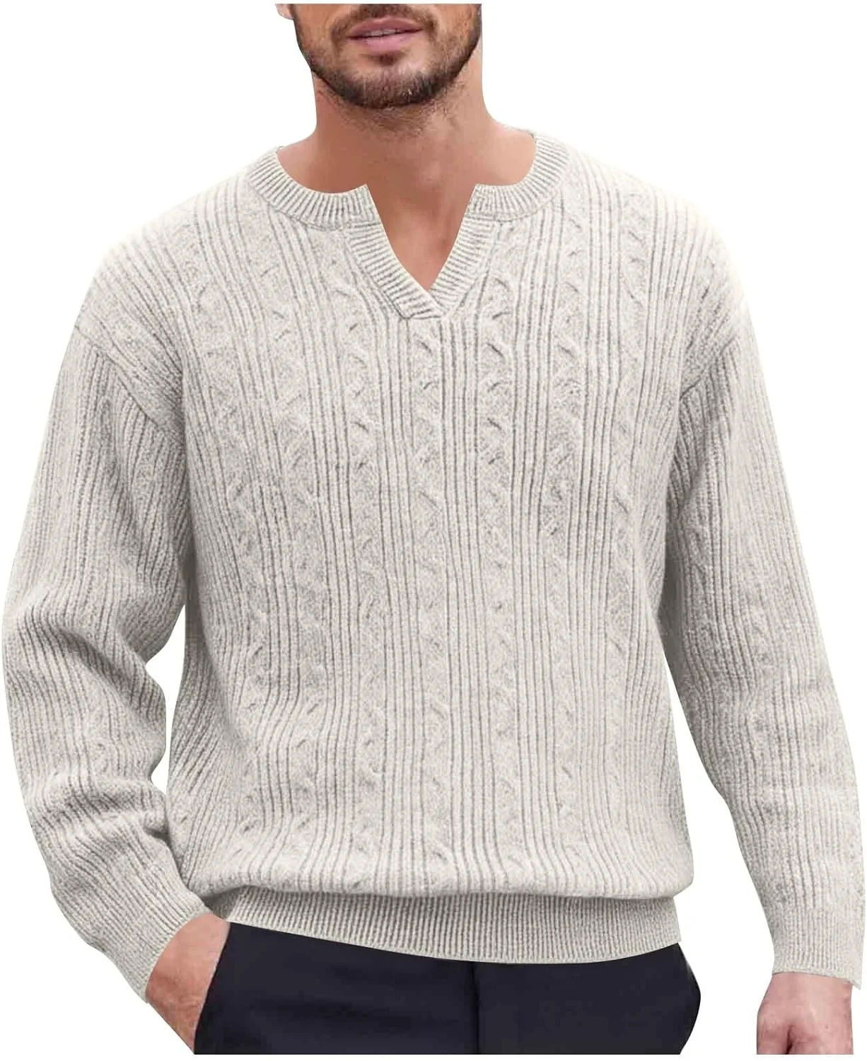 Мужской свитер с v-образным вырезом и косой вязкой QUNPIU
Мужской свитер с v-образным вырезом и косой вязкой QUNPIU