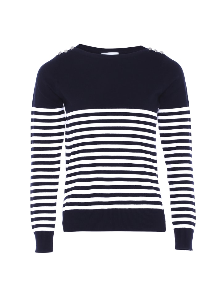 Женский свитер темно-синего цвета с кремовыми полосками usha BLUE LABEL
Женский свитер темно-синего цвета с кремовыми полосками usha BLUE LABEL