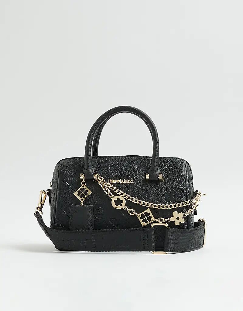 Сумка-котелок River Island с монограммой и цепочкой, черного цвета
Сумка-котелок River Island с монограммой и цепочкой, черного цвета