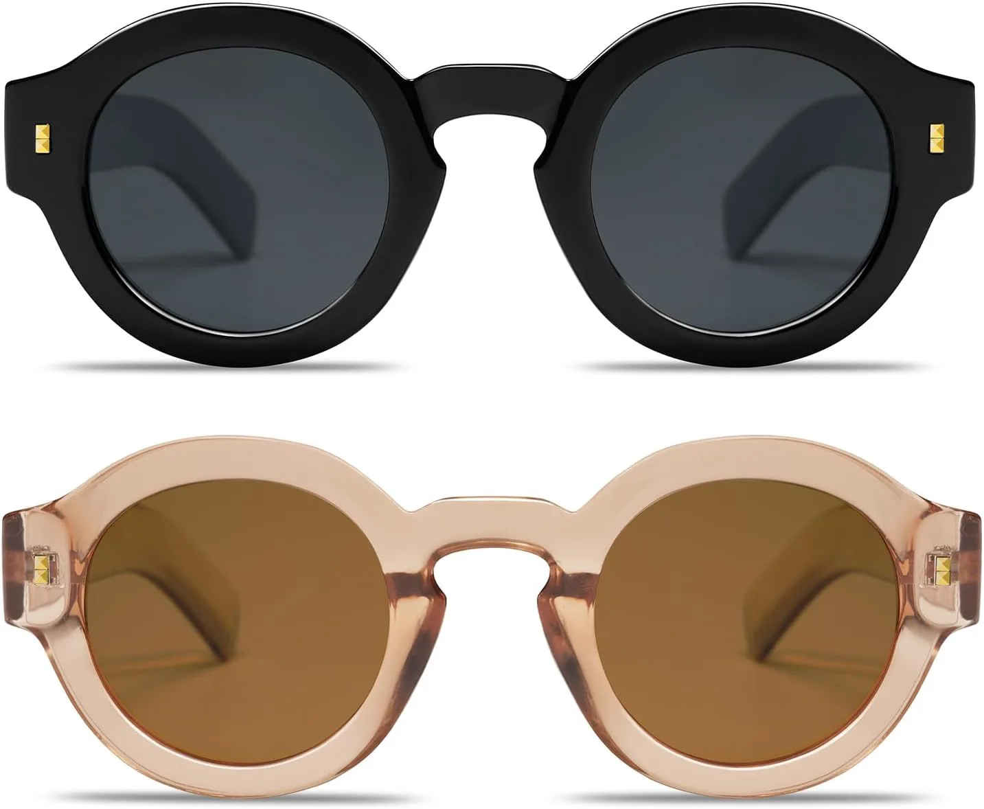 Винтажные круглые поляризованные солнцезащитные очки VANLINKER для женщин и мужчин, модные ретро-очки в форме круга VL9743, 2 Pack C1 Black/C3 Transparent Brown
Винтажные круглые поляризованные солнцезащитные очки VANLINKER для женщин и мужчин, модные ретро-очки в форме круга VL9743, 2 Pack C1 Black/C3 Transparent Brown