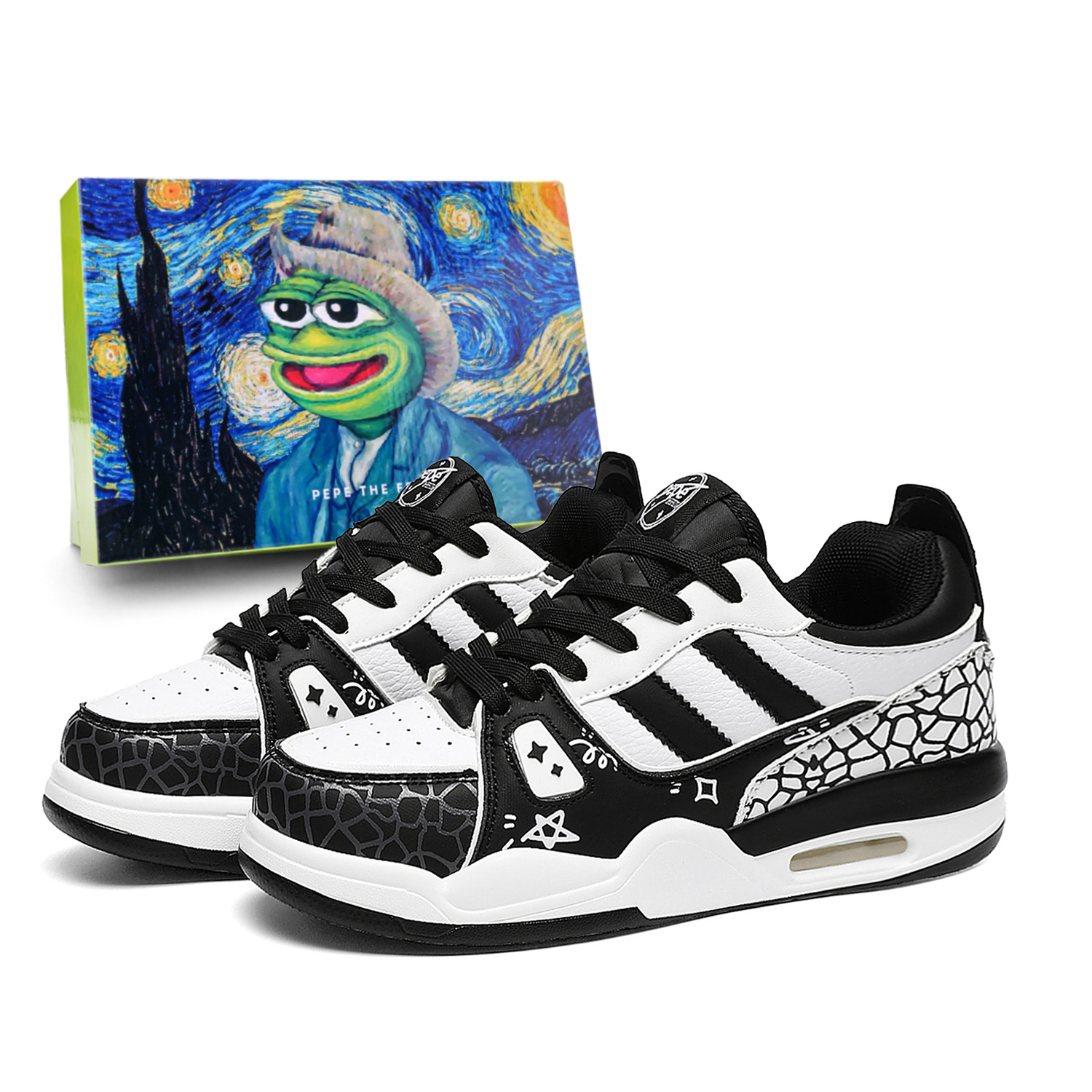 Pepe The Frog Низкие повседневные кроссовки унисекс классические черно-белые, цвет Classic Black White
Pepe The Frog Низкие повседневные кроссовки унисекс классические черно-белые, цвет Classic Black White