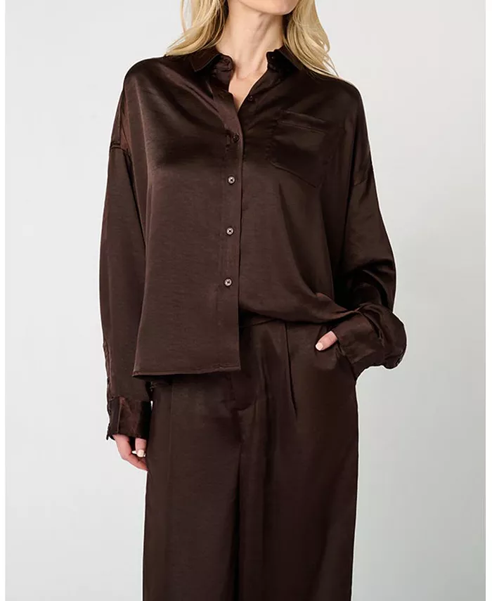 Женская укороченная рубашка с пуговицами спереди WeWoreWhat, коричневый
Женская укороченная рубашка с пуговицами спереди WeWoreWhat, коричневый