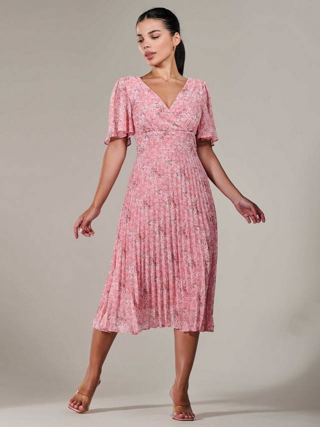 Миниатюрное шифоновое плиссированное платье мидакси Jolie Moi, розовый 
Миниатюрное шифоновое плиссированное платье мидакси Jolie Moi, розовый
