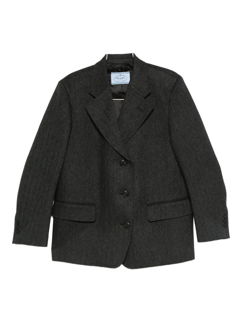Однобортный блейзер Prada, серый 
Однобортный блейзер Prada, серый