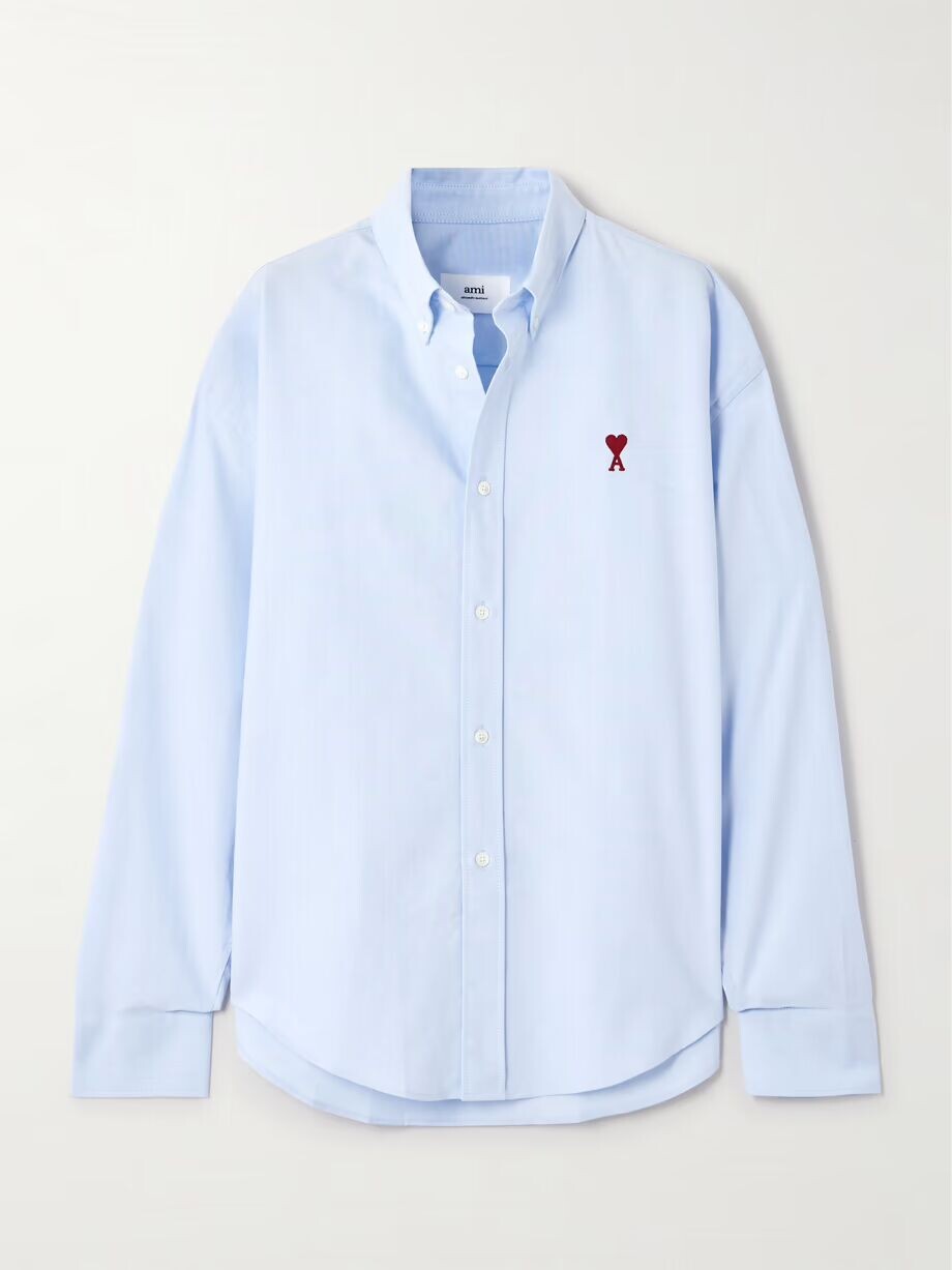 Рубашка Оксфорд из хлопка с вышивкой Ami Paris, голубой
Рубашка Оксфорд из хлопка с вышивкой Ami Paris, голубой