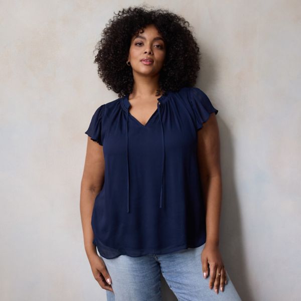 Платье больших размеров с завязкой спереди, оборками и V-образным вырезом Lc Lauren Conrad, цвет navy water
Платье больших размеров с завязкой спереди, оборками и V-образным вырезом Lc Lauren Conrad, цвет navy water