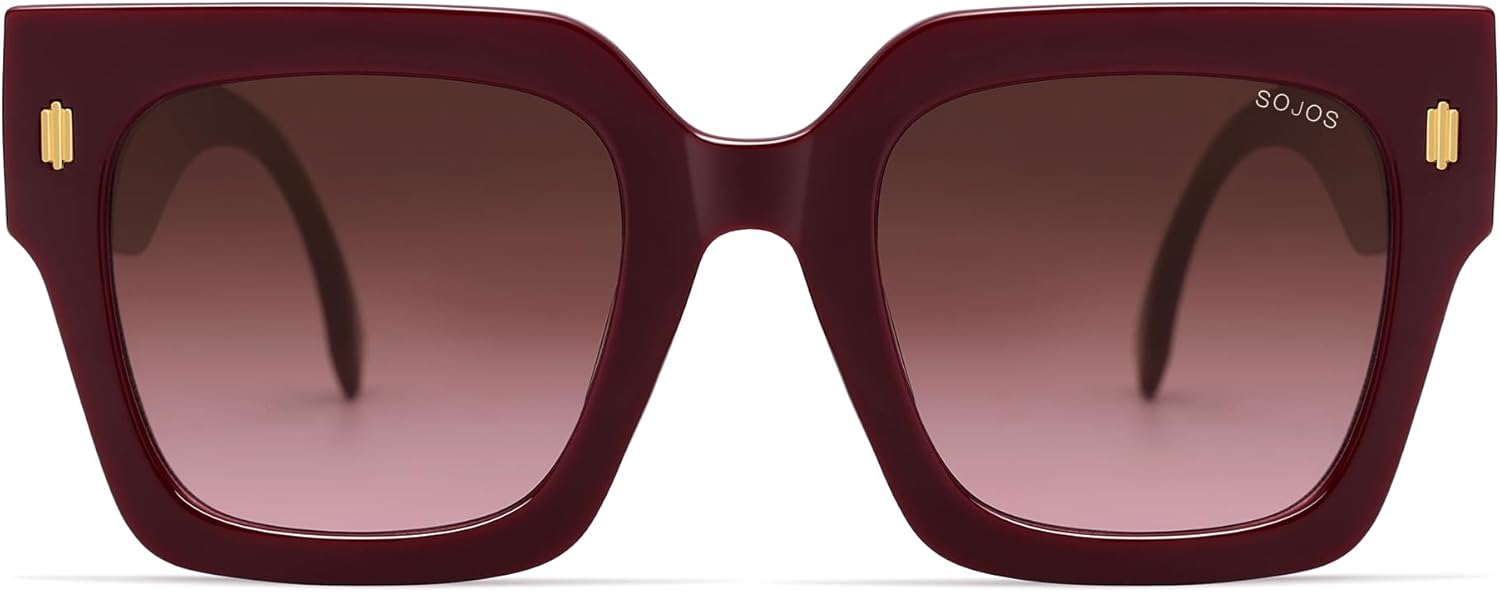 Винтажные большие квадратные солнцезащитные очки SOJOS для женщин, ретро-очки большого размера класса люкс для женщин с защитой от УФ-излучения UV400 SJ2194, Wine Frame/Red Grading Lens
Винтажные большие квадратные солнцезащитные очки SOJOS для женщин, ретро-очки большого размера класса люкс для женщин с защитой от УФ-излучения UV400 SJ2194, Wine Frame/Red Grading Lens