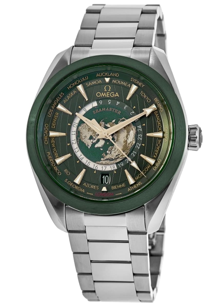 Omega Seamaster Aqua Terra 150m GMT Worldtimer Автоматические мужские часы из стали с зеленым циферблатом 220.30.43.22.10.001
Omega Seamaster Aqua Terra 150m GMT Worldtimer Автоматические мужские часы из стали с зеленым циферблатом 220.30.43.22.10.001