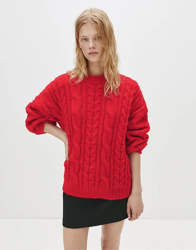 Pull&Bear свитер oversize с косичной вязкой красного цвета
Pull&Bear свитер oversize с косичной вязкой красного цвета