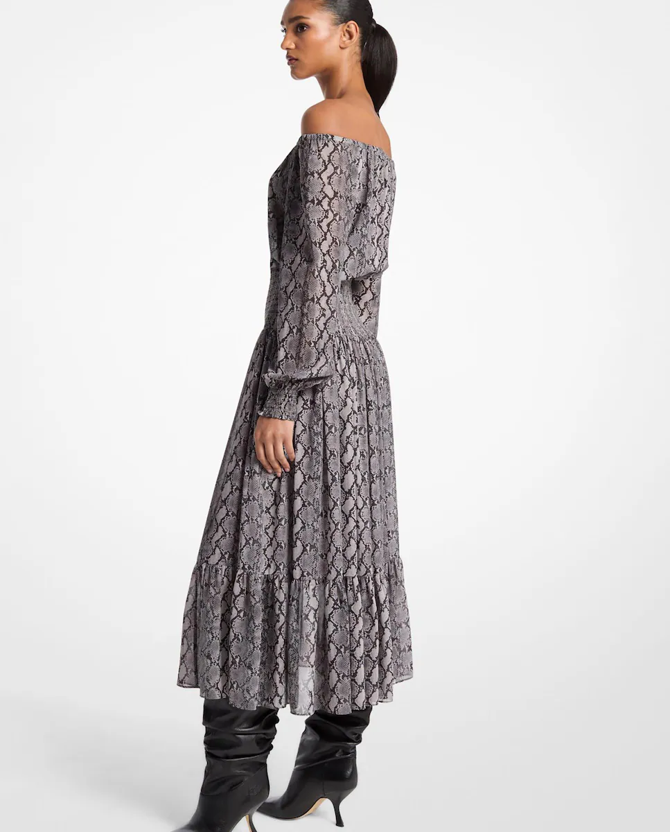 Воздушное миди-платье с открытыми плечами Michael Michael Kors, серый
Воздушное миди-платье с открытыми плечами Michael Michael Kors, серый