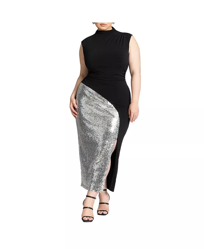 Трикотажное платье больших размеров с воротником-стойкой и пайетками ELOQUII, черный
Трикотажное платье больших размеров с воротником-стойкой и пайетками ELOQUII, черный