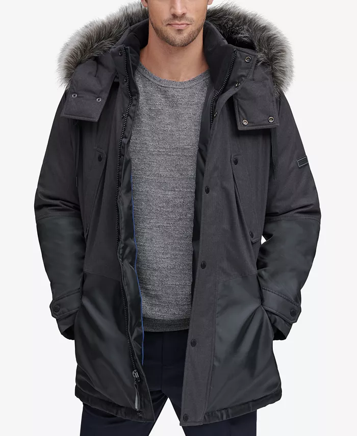 Мужская парка из смешанных материалов со съемным капюшоном Marc New York, серый
Мужская парка из смешанных материалов со съемным капюшоном Marc New York, серый