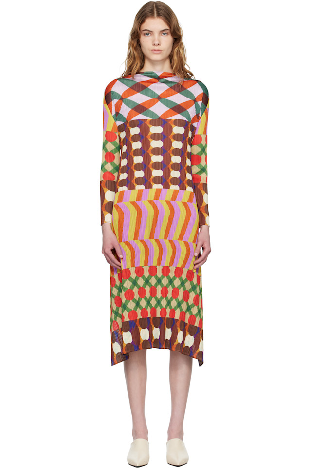 Pleats Please Issey Miyake Многоцветное гармоничное миди-платье
Pleats Please Issey Miyake Многоцветное гармоничное миди-платье