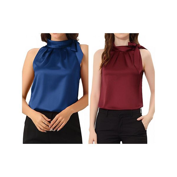 2 упаковки женской элегантной блузки с атласным бантом и воротником-стойкой Inspire Chic, Burgundy Navy Blue
2 упаковки женской элегантной блузки с атласным бантом и воротником-стойкой Inspire Chic, Burgundy Navy Blue